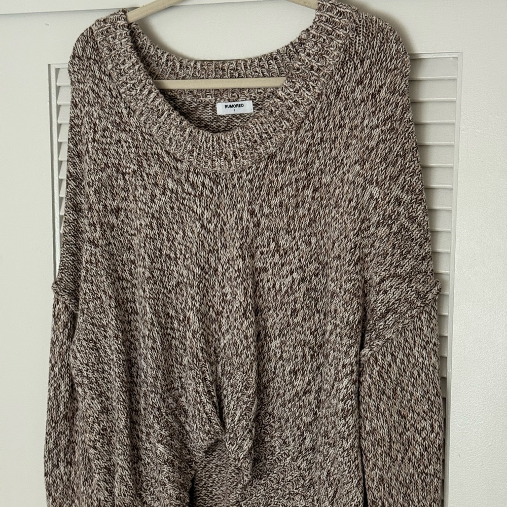 Rumored Oversized Marled Knit Sweater - Brown